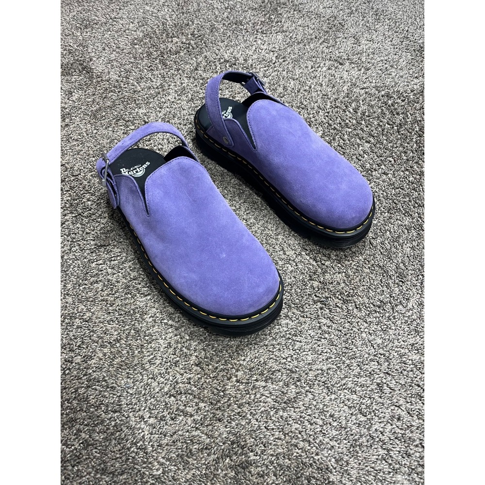 Dr Martens Zebzag Mules Mens 14 Purple Suede Leather Platform Slingback Strap